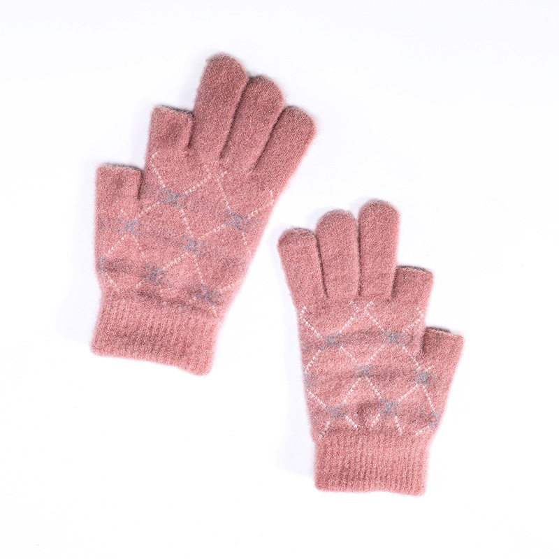 Women's Thumb and Forefinger Half Finger Knit Gloves
