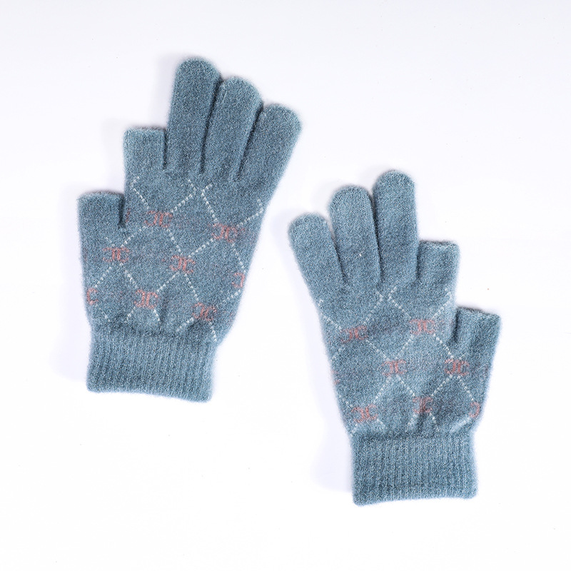 Women's Thumb and Forefinger Half Finger Knit Gloves