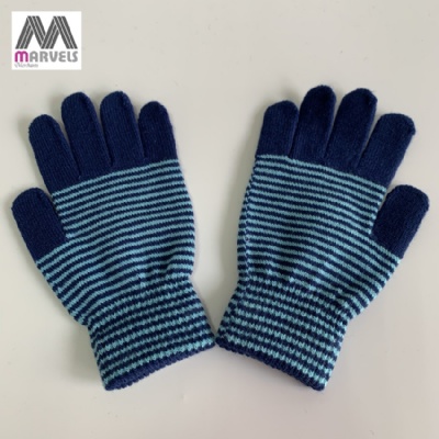 Knited Blue Stripe Gloves