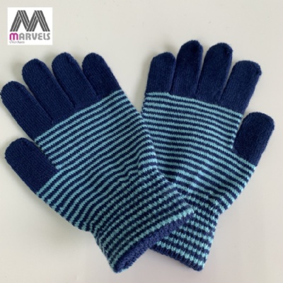 Knited Blue Stripe Gloves