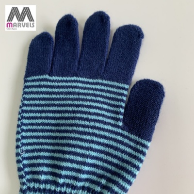 Knited Blue Stripe Gloves