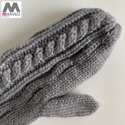 Knitted cable mitten