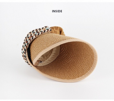Summer Ladies Fashion Empty Top Outdoor Sunshade Straw Hat