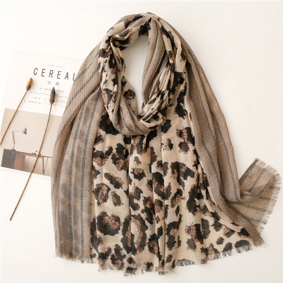 Leopard Print silk sunscreen long gauze scarf