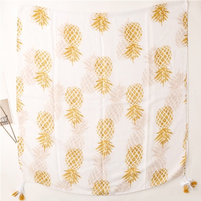 Golden Pineapple Large Gauze Travel Sunscreen Beach Towel