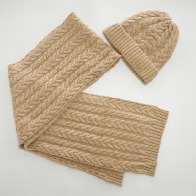 Chunky Knitted Gold wire  Acrylic Scarf & Beanie Set