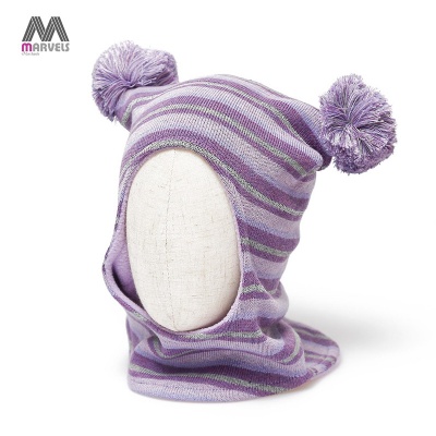Striped reflective yarn ear beanie