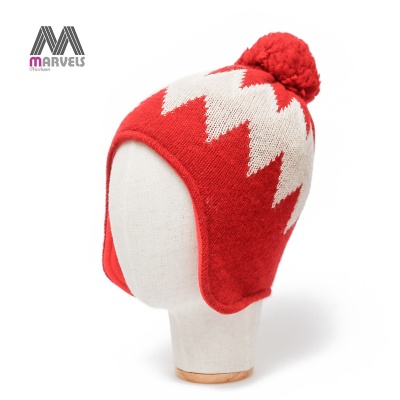 Striped reflective yarn ear beanie