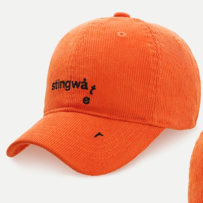 Embroidered logo corduroy cap