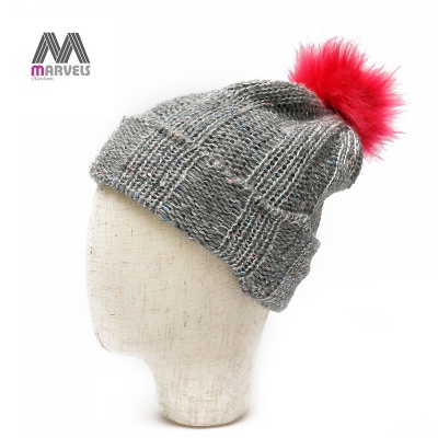 Sequin pompom beanie
