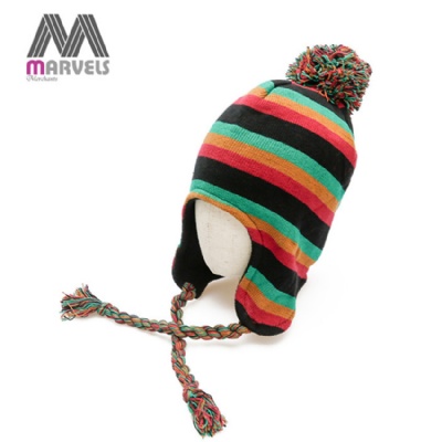 Contrast color earcuff beanie