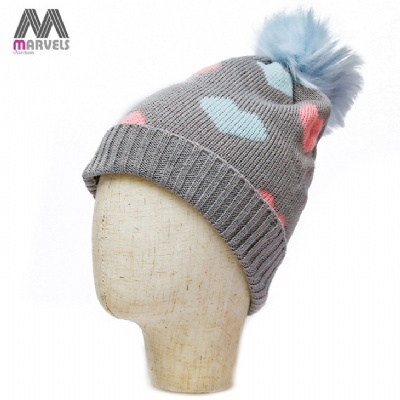 Heart jacquard beanie