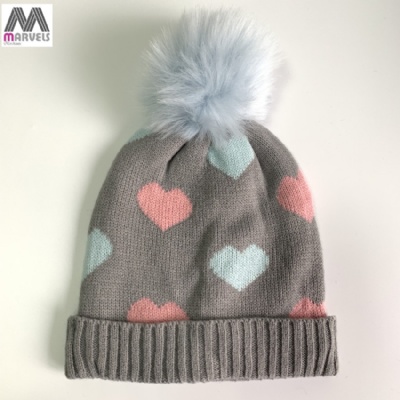 Heart jacquard beanie