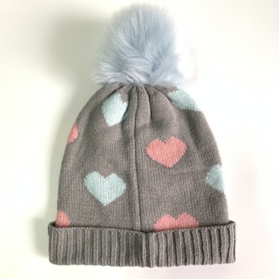 Heart jacquard beanie
