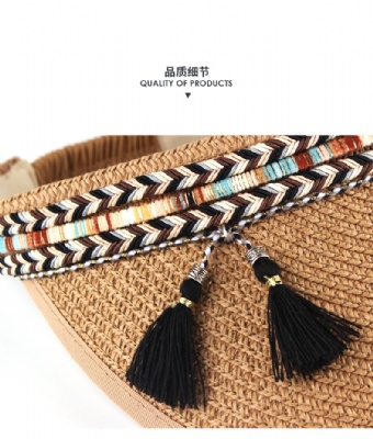 Summer Ladies Fashion Empty Top Outdoor Sunshade Straw Hat