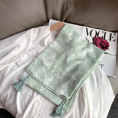 Forest style polyester printing tassel scarf