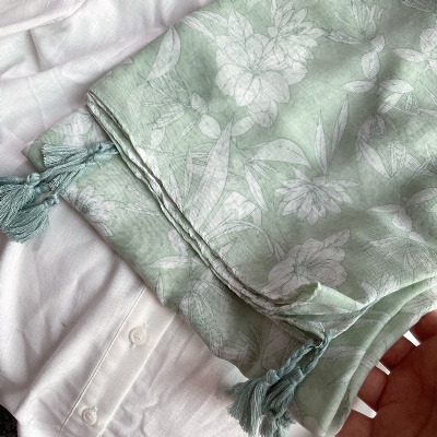 Forest style polyester printing tassel scarf