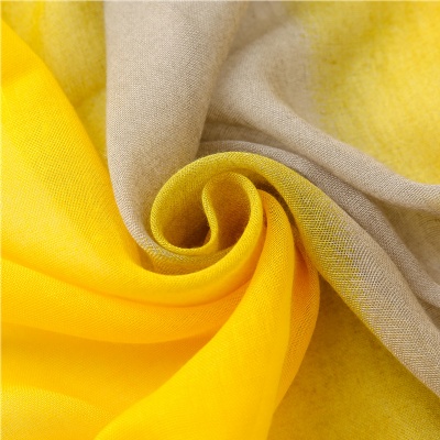Ladies cotton linen bali yarn plain yellow gradient scarf