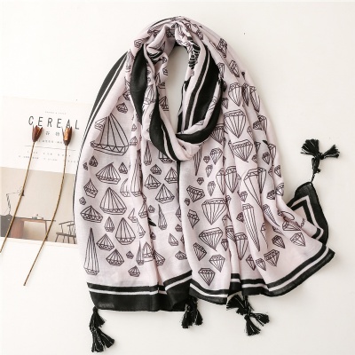 Art All match soft feel silk with tassel scarf
