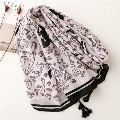 Art All match soft feel silk with tassel scarf