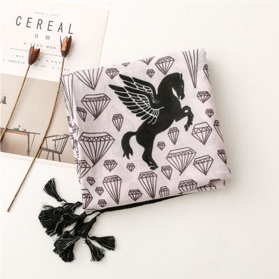 Art All match soft feel silk with tassel scarf