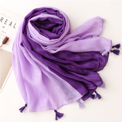 Two-color contrast thickened warm tassel scarf