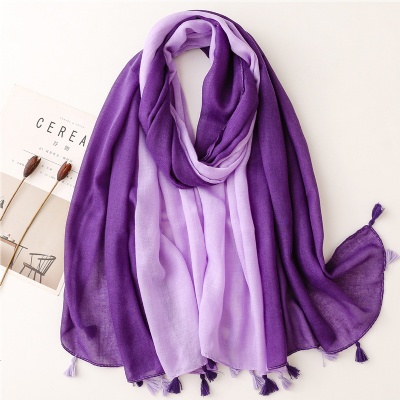 Two-color contrast thickened warm tassel scarf