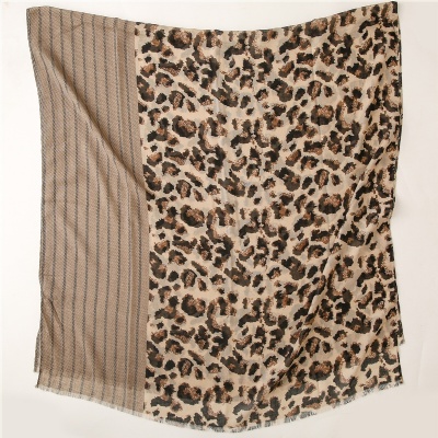 Leopard Print silk sunscreen long gauze scarf