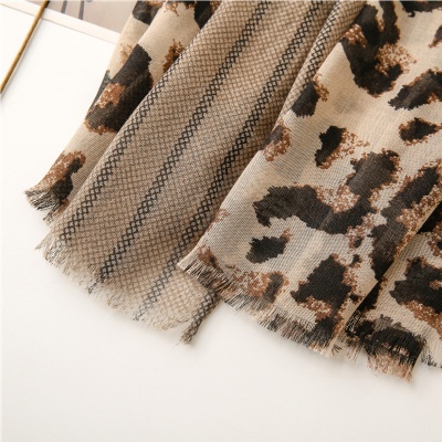 Leopard Print silk sunscreen long gauze scarf