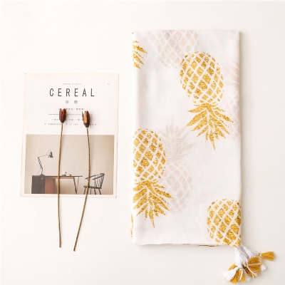 Golden Pineapple Large Gauze Travel Sunscreen Beach Towel