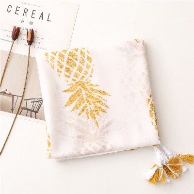 Golden Pineapple Large Gauze Travel Sunscreen Beach Towel