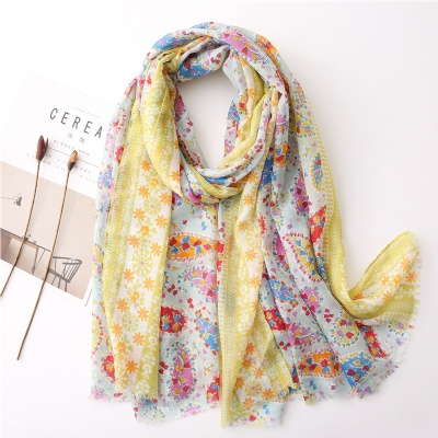 Small fresh flower seaside beach silk Scarf