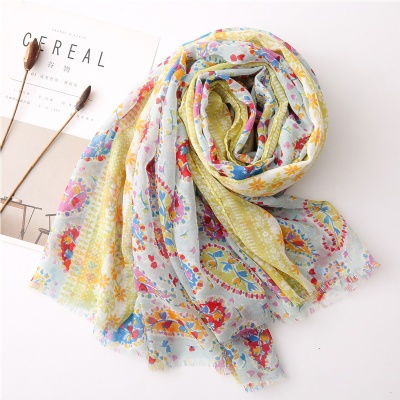 Small fresh flower seaside beach silk Scarf