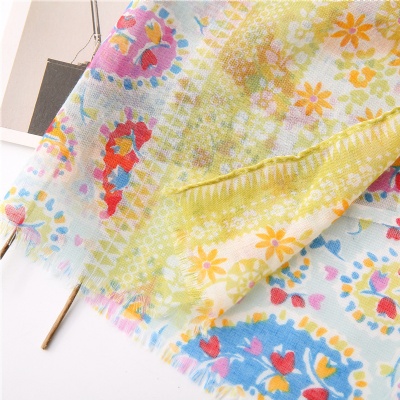 Small fresh flower seaside beach silk Scarf