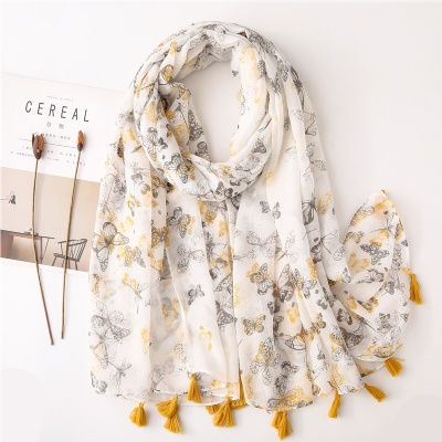 Spring and summer Korean version butterfly holiday big beach Scarf