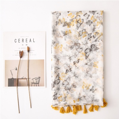 Spring and summer Korean version butterfly holiday big beach Scarf