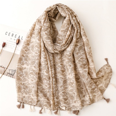 Old Cashew Flower Thickened Warm Shawl Handmade Fringed Silk Scarf