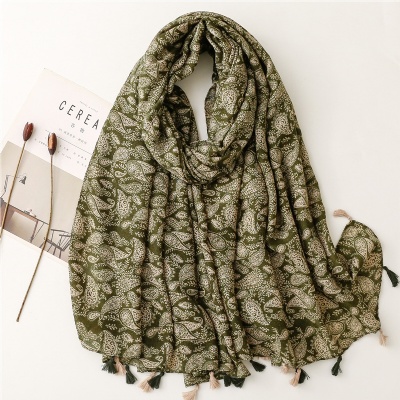 Old Cashew Flower Thickened Warm Shawl Handmade Fringed Silk Scarf