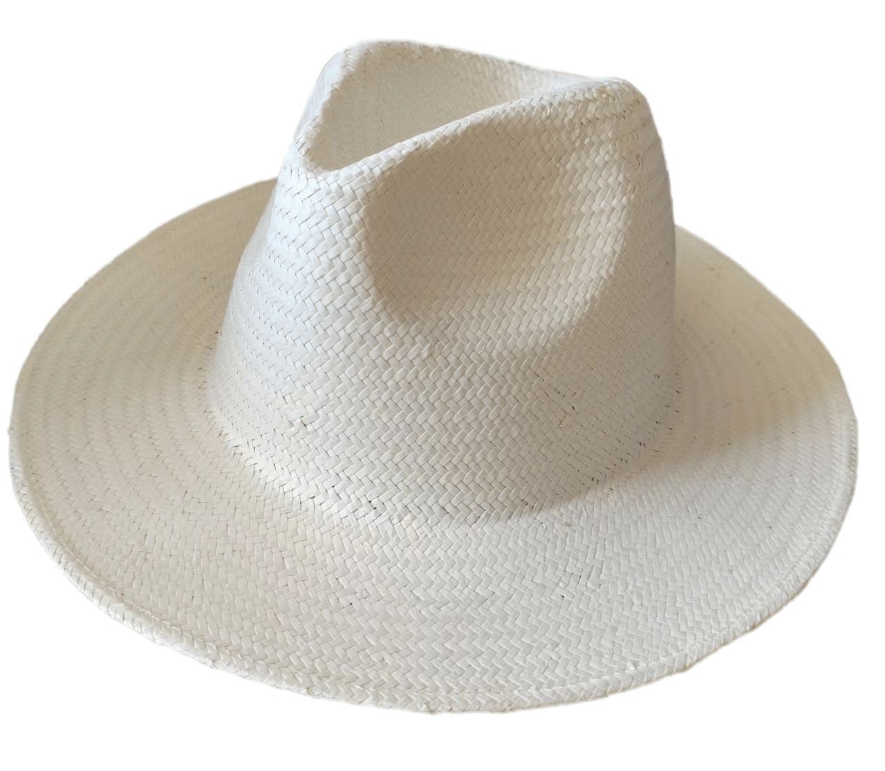 Classic White Wide Brim Straw Hat Beach Travel Sun Hat