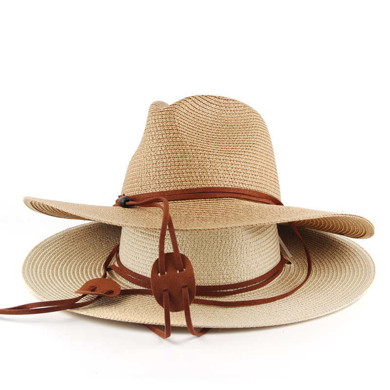 Breathable Summer Panama Hat Wide Brim Straw Fedora Sun Hat