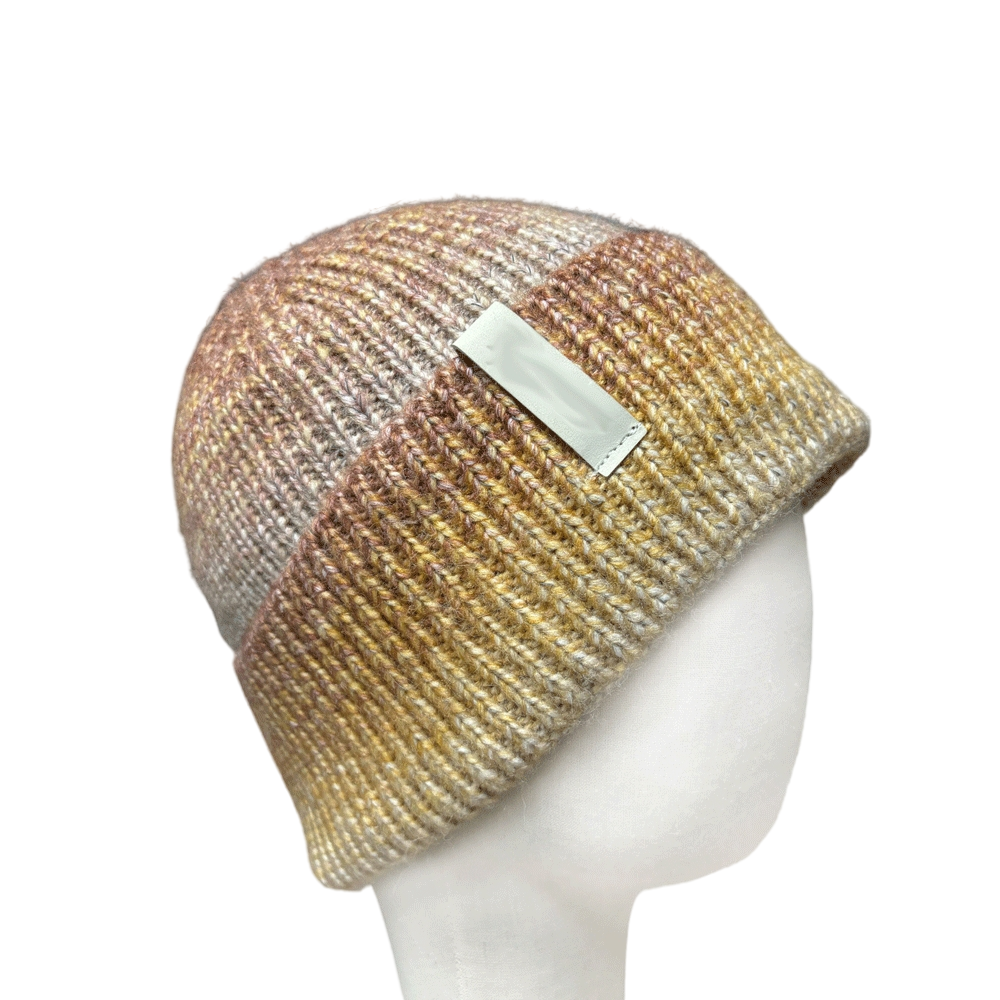 Soft Ribbed Cuffed Winter Beanie with Neutral Earth Tone Colors