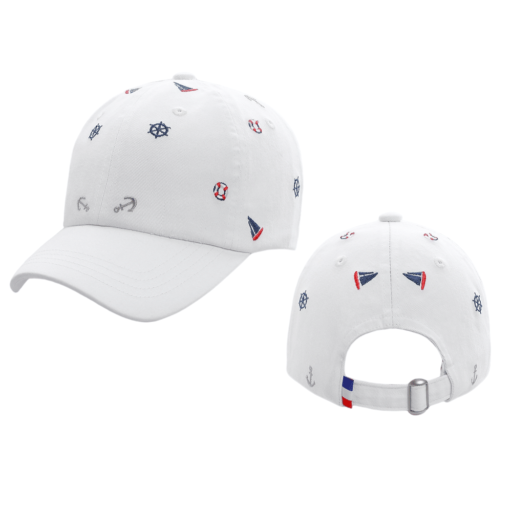 White Nautical Embroidered Baseball Cap