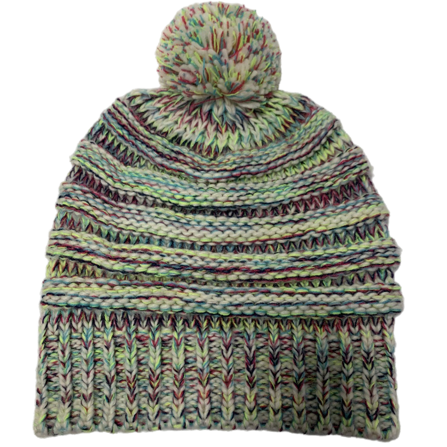 Trendy Multicolor Confetti Knit Pom Pom Beanie