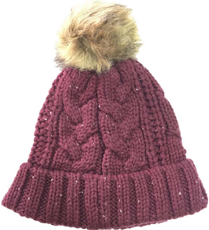 Shimmer Silver Thread Cable Knit Beanie