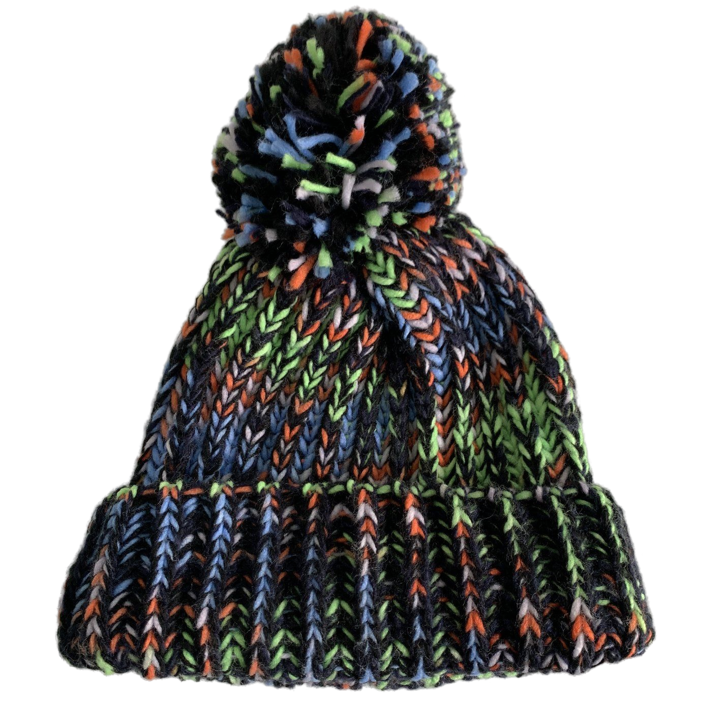 Multicolor Confetti Knit Beanie Hat with Pom Pom