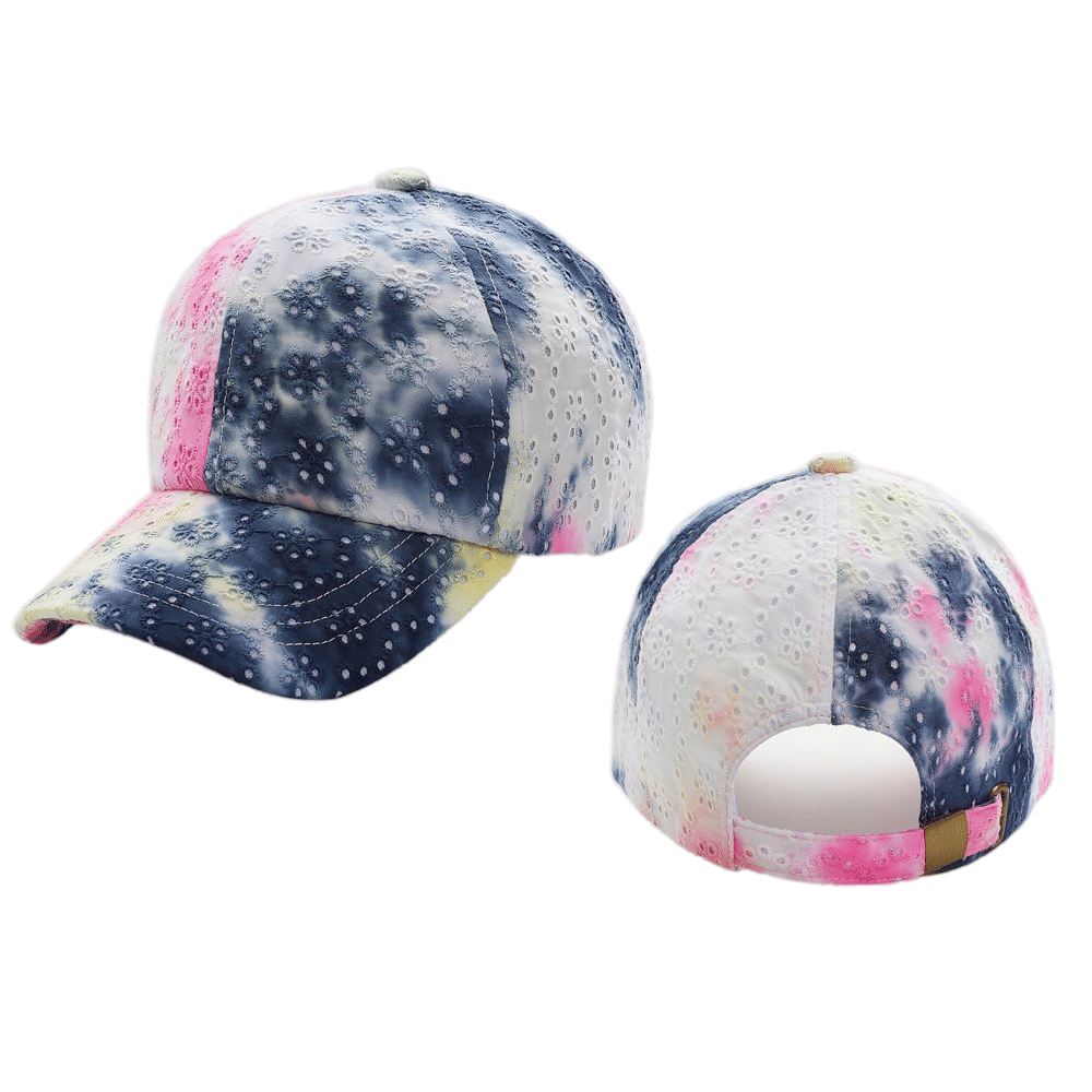 Tie-Dye Eyelet Baseball Cap Multicolor Adjustable Hat