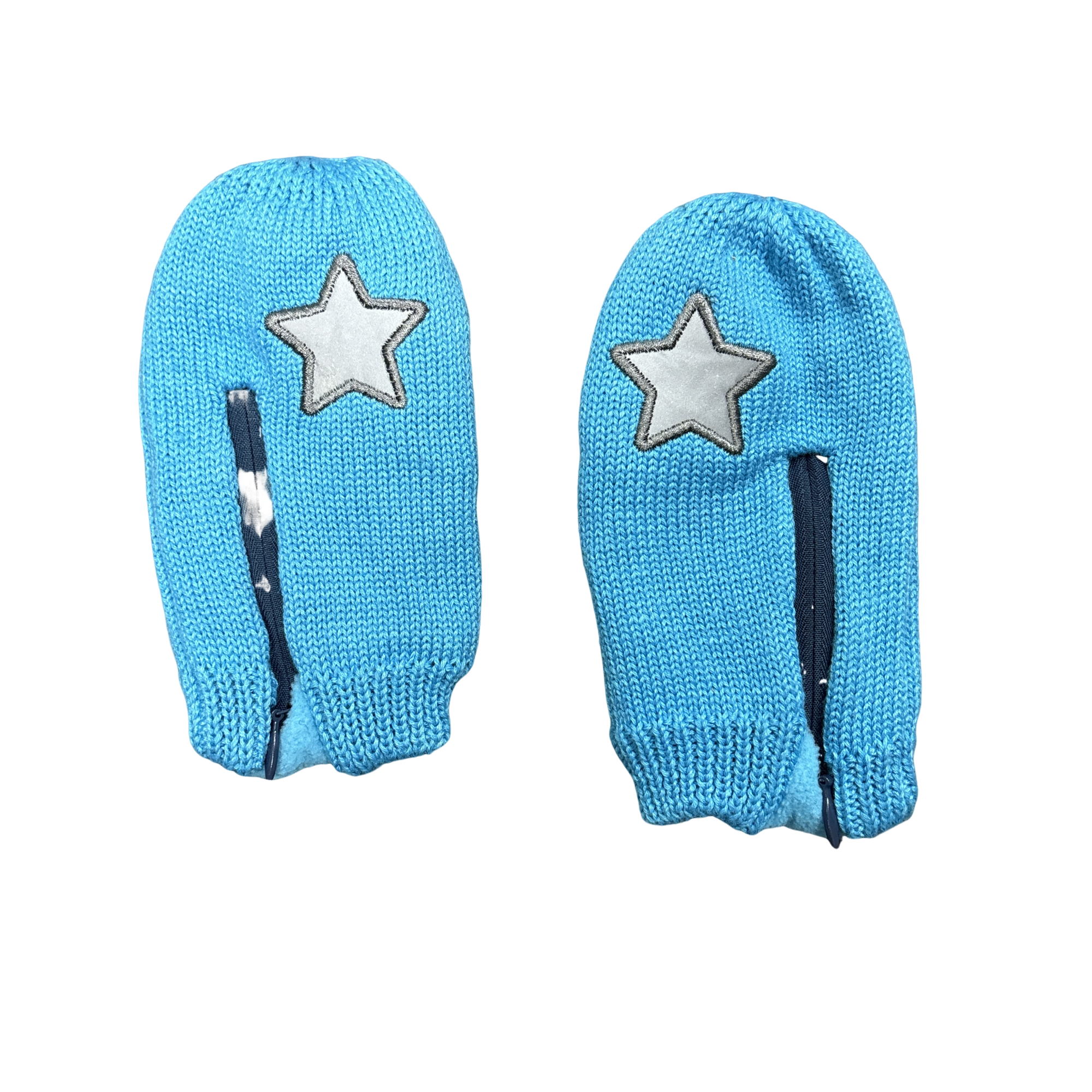 Kids Pink Knit Mittens with Reflective Star