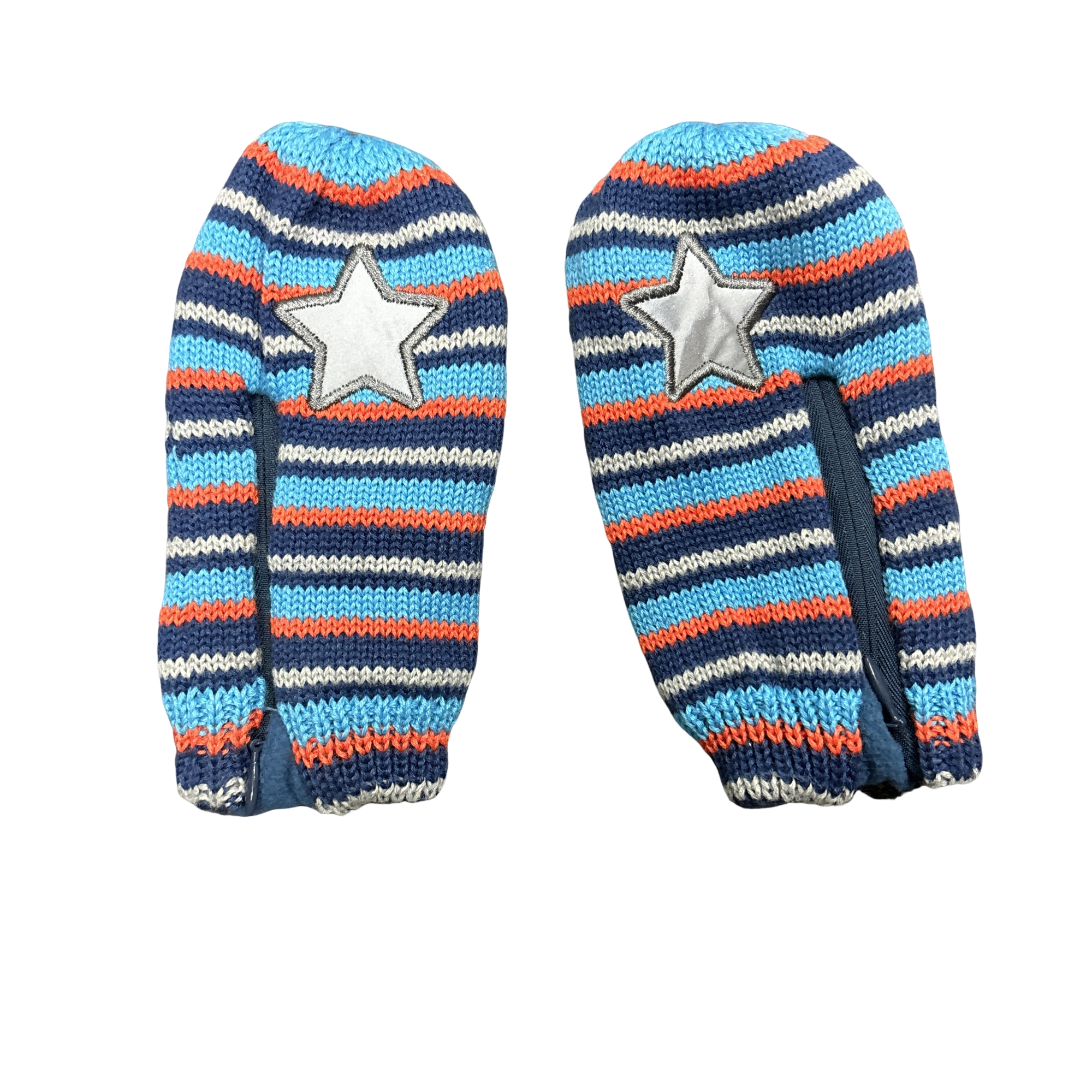 Kids Pink Knit Mittens with Reflective Star