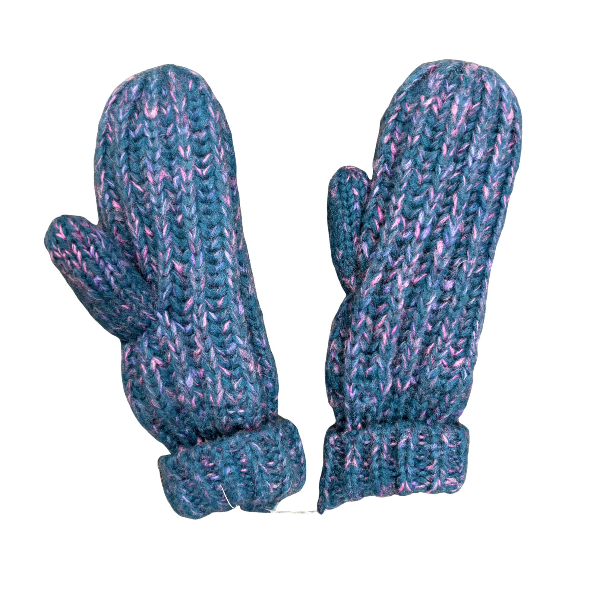 Thick Multicolor Marled Knit Mittens