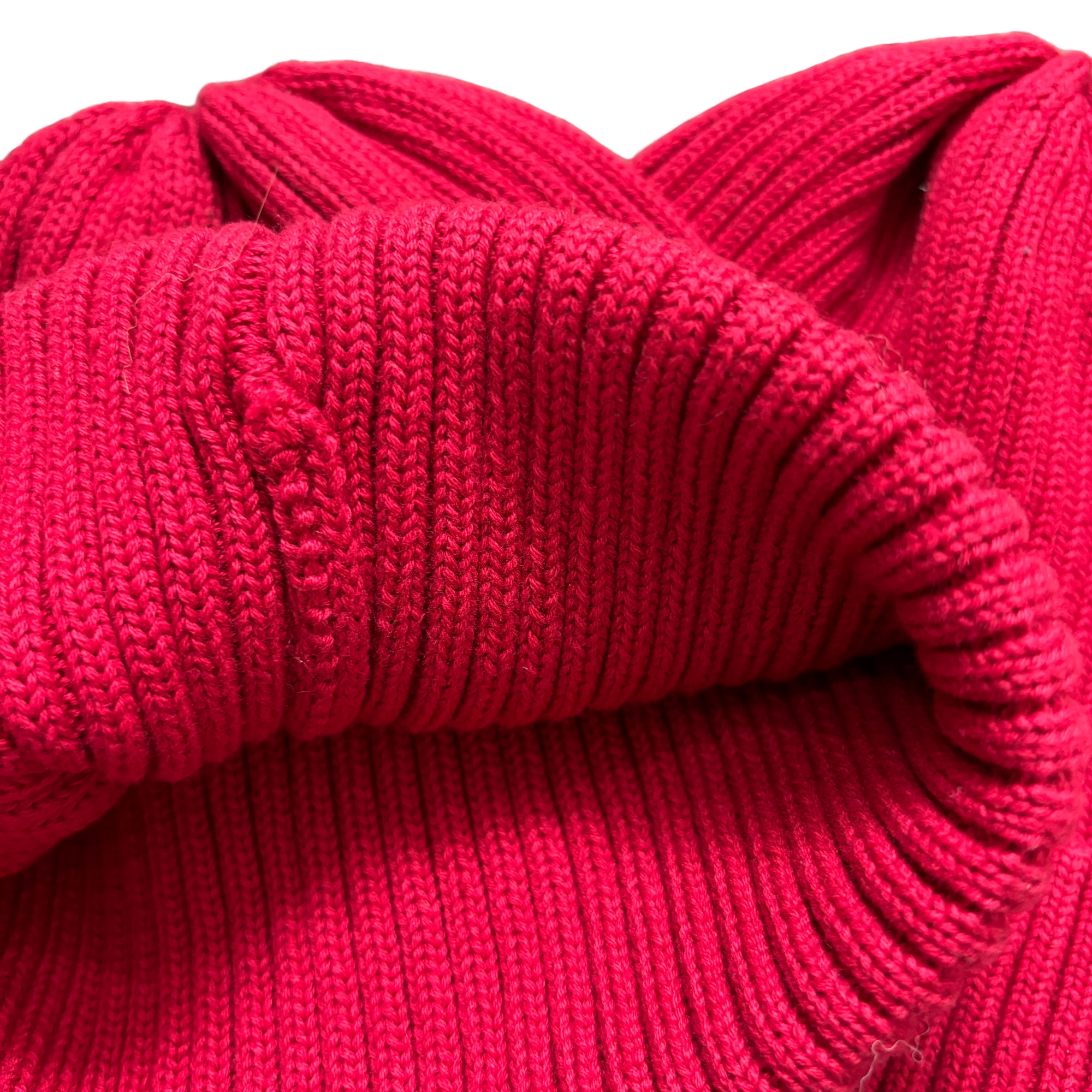Red Ribbed Knit Beanie Hats Classic Cuffed Winter Skull Caps
